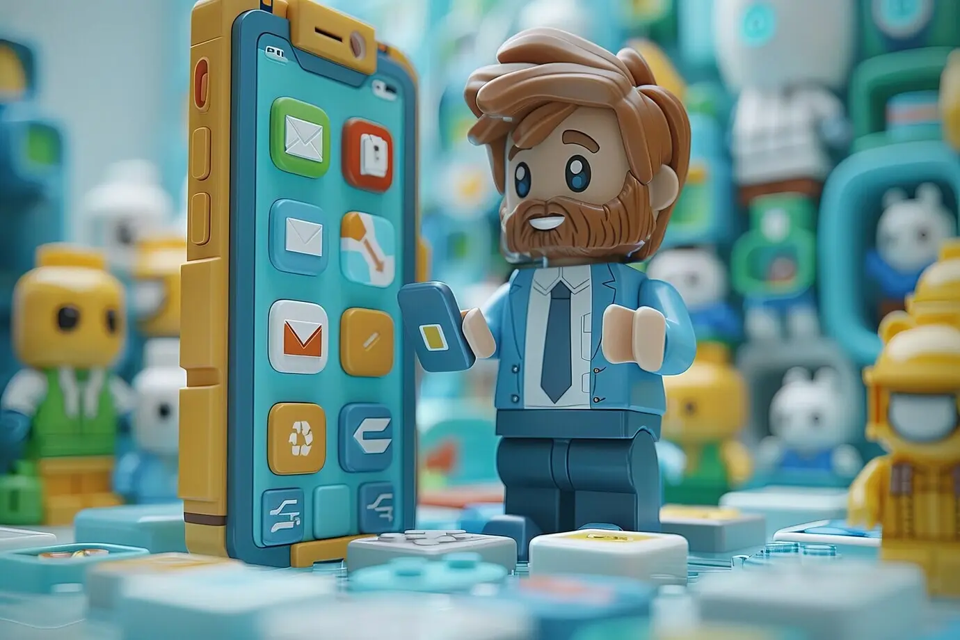 Трёхмерный персонаж, выходящий из смартфона